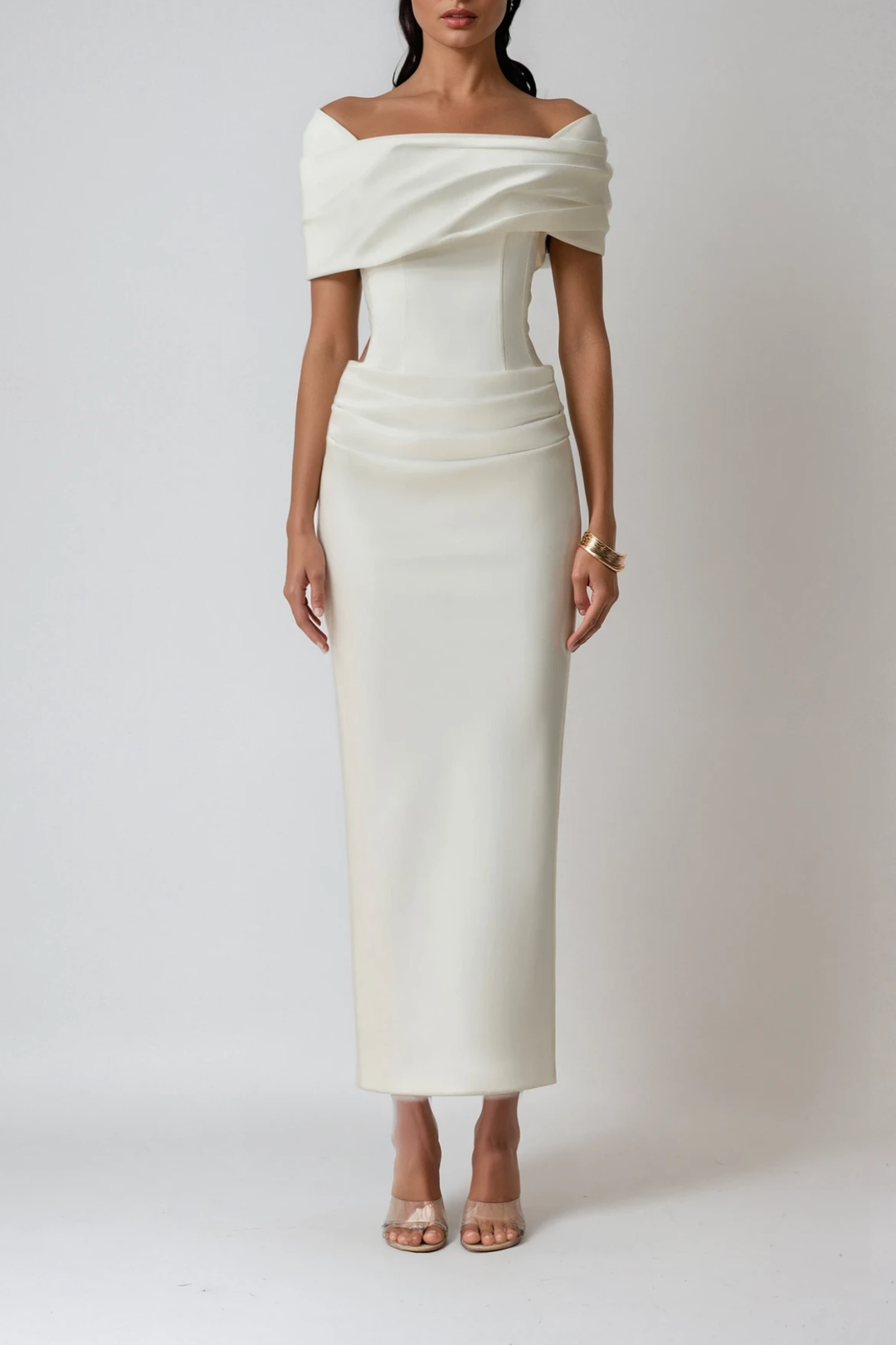 Geplooide maxi-trouwjurk