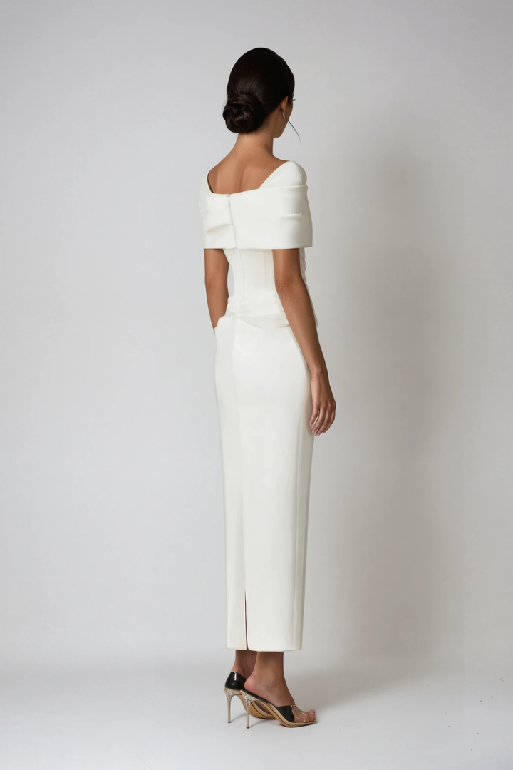 Geplooide maxi-trouwjurk