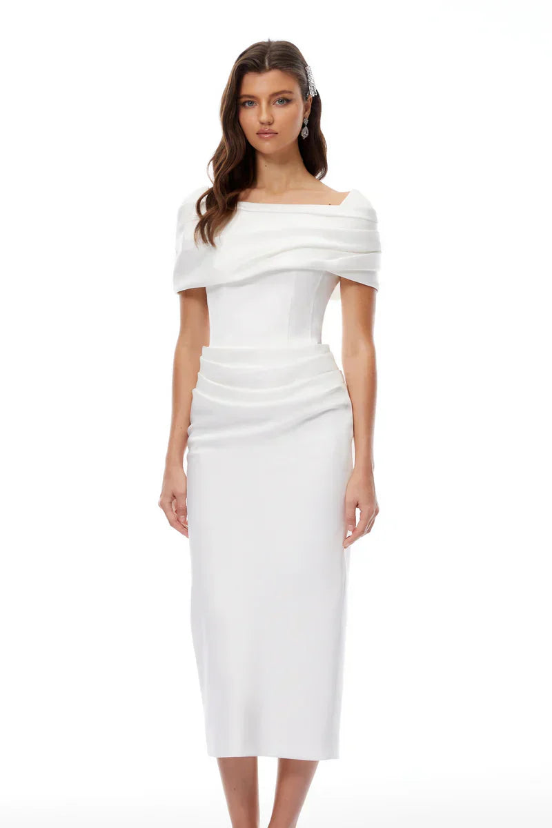 Geplooide maxi-trouwjurk