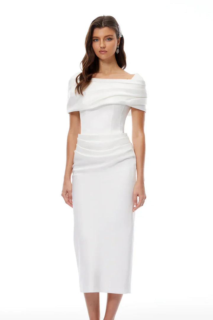 Geplooide maxi-trouwjurk