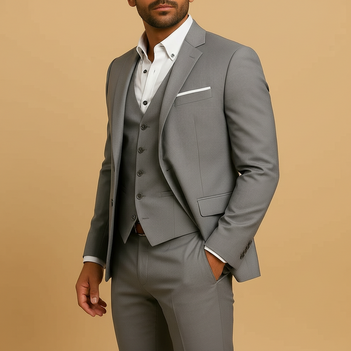 Slim fit driedelig trouwpak voor heren