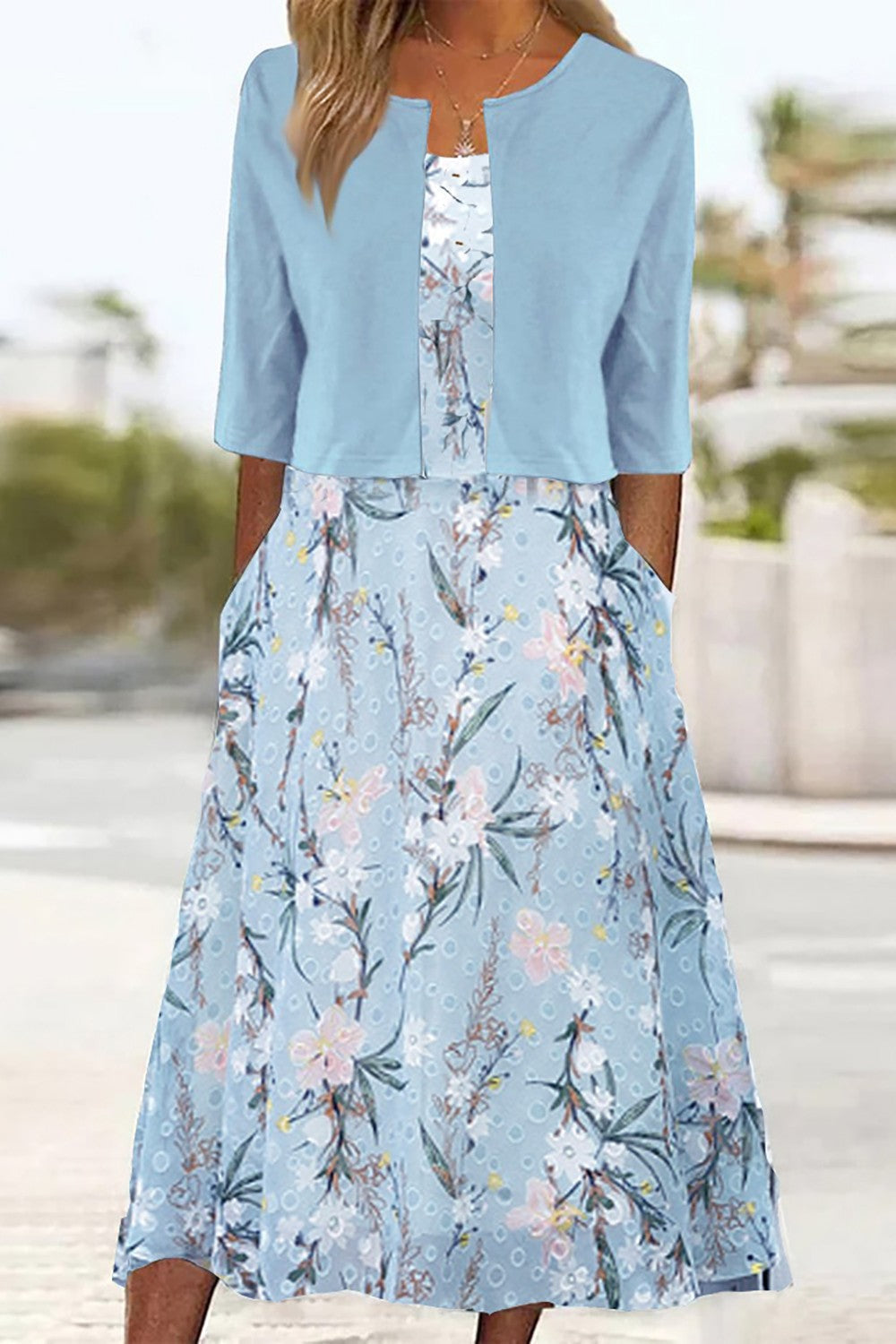 Tweedelige midi-jurk met bloemenprint voor dames