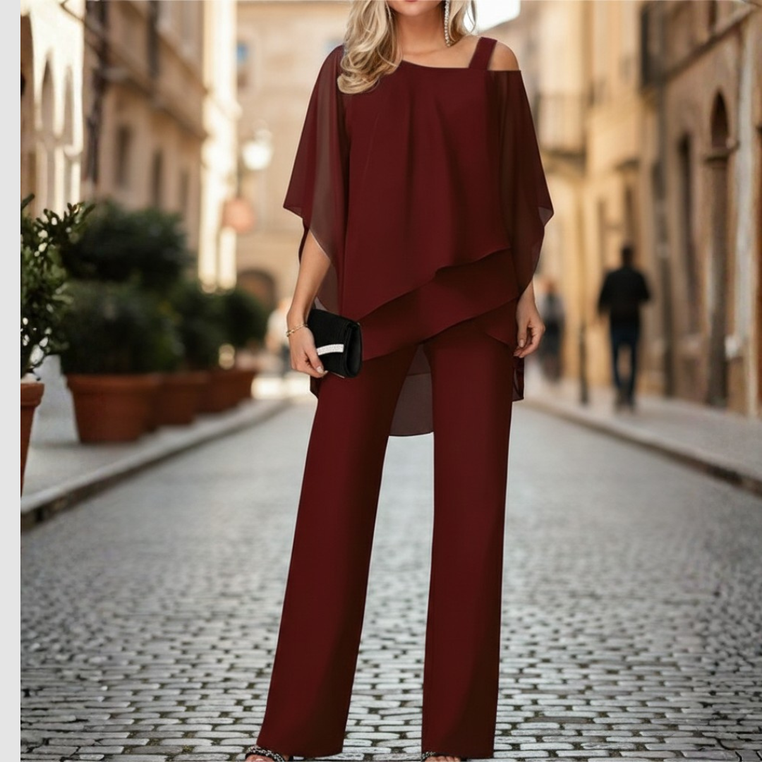 Damesset: wijde broek met blouse