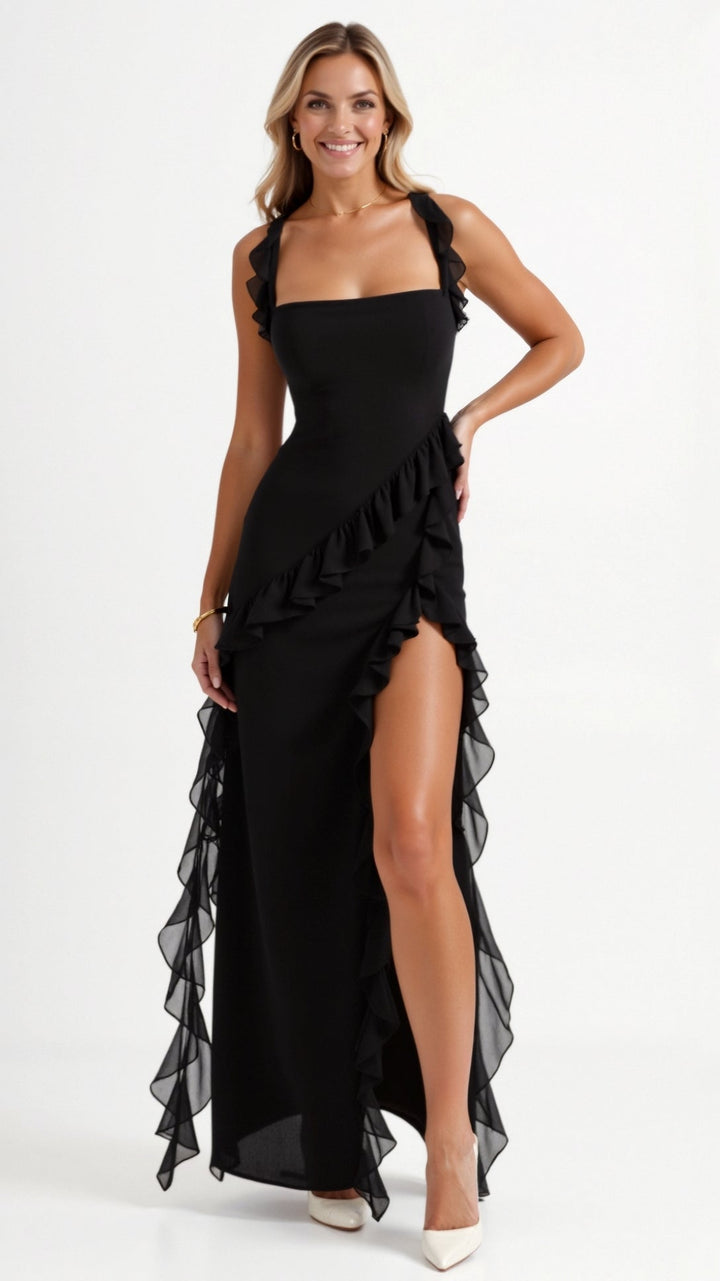Grace maxi-jurk met ruches