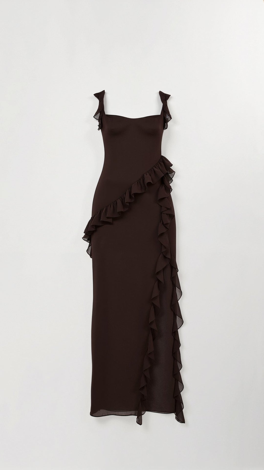 Grace maxi-jurk met ruches