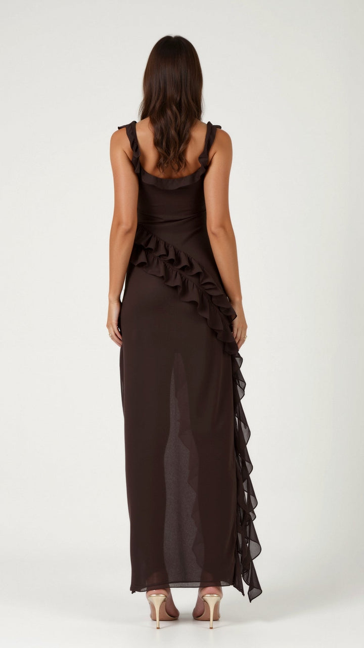 Grace maxi-jurk met ruches