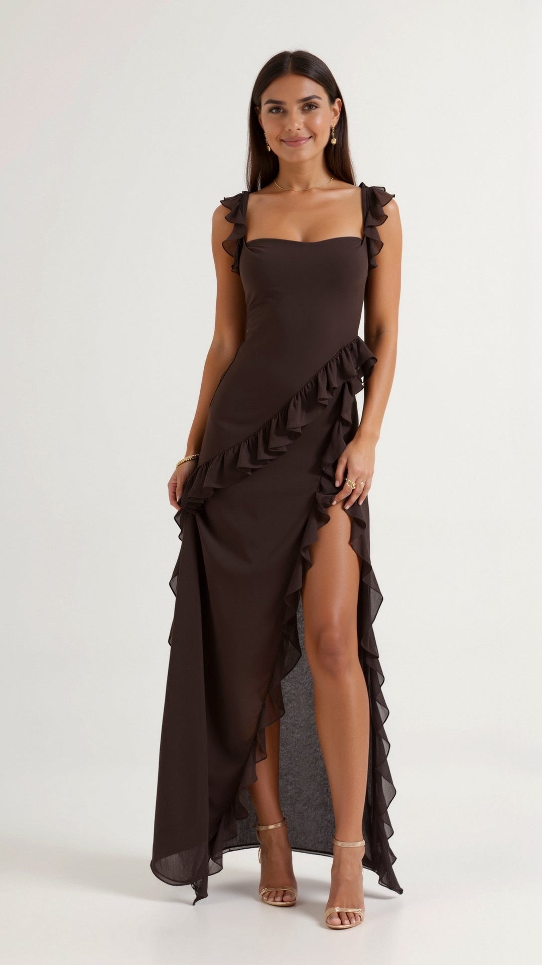 Grace maxi-jurk met ruches