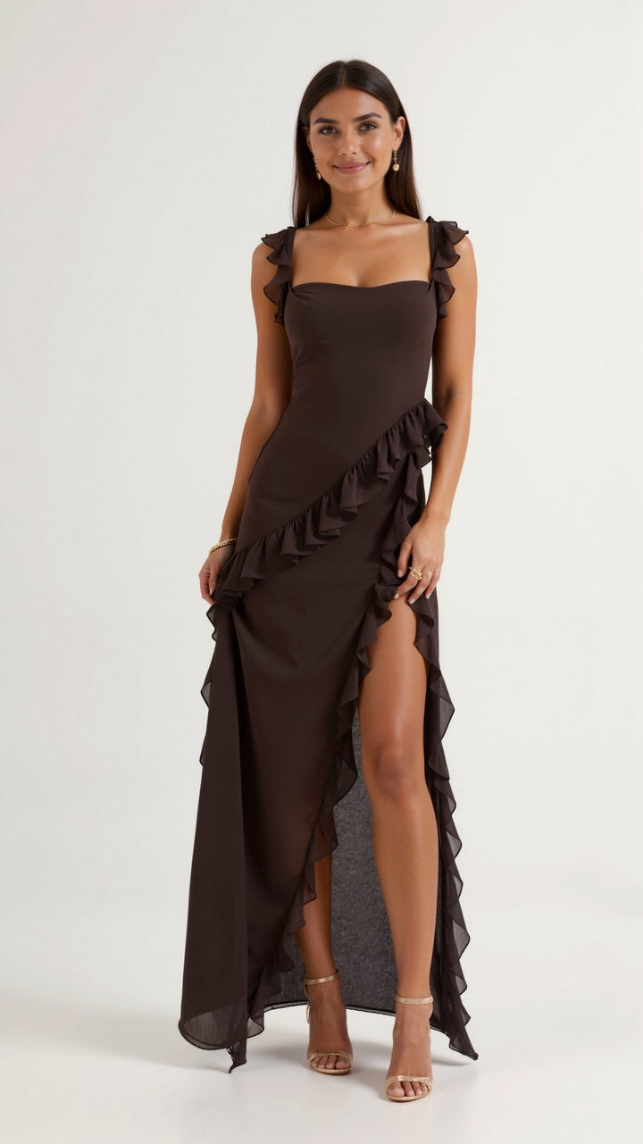 Grace maxi-jurk met ruches