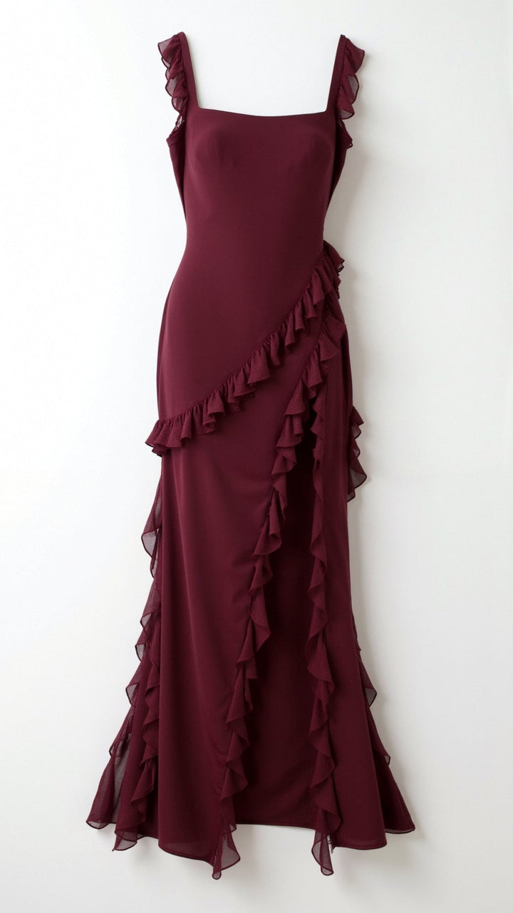 Grace maxi-jurk met ruches