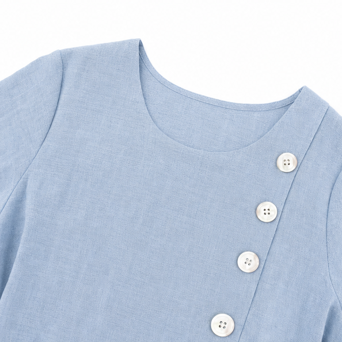Asymmetrische midi-jurk met knoopjes