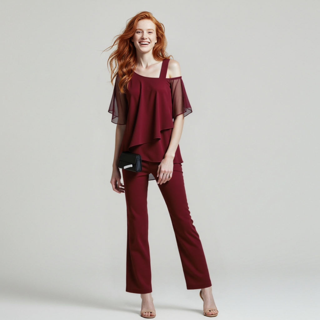 Tweedelige damesset met blote schouders