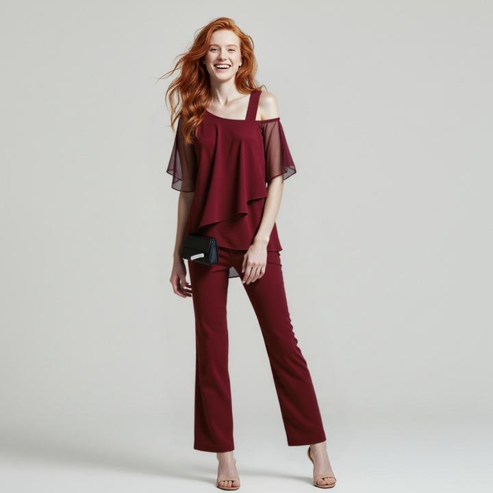 Tweedelige damesset met blote schouders