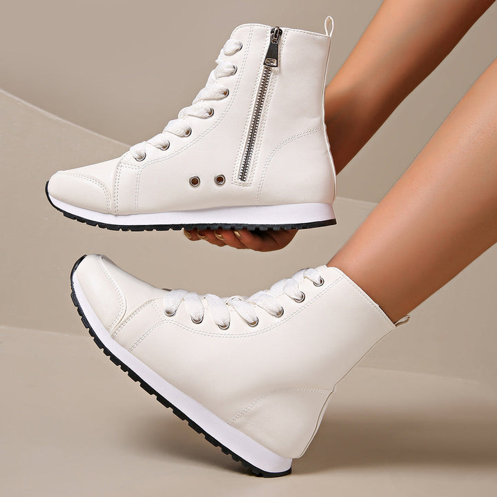 Dames hoge vetersneakers