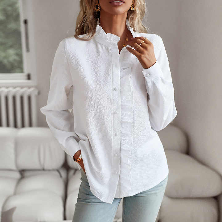 Elegant dameshemd met manchetkraag en lange mouwen